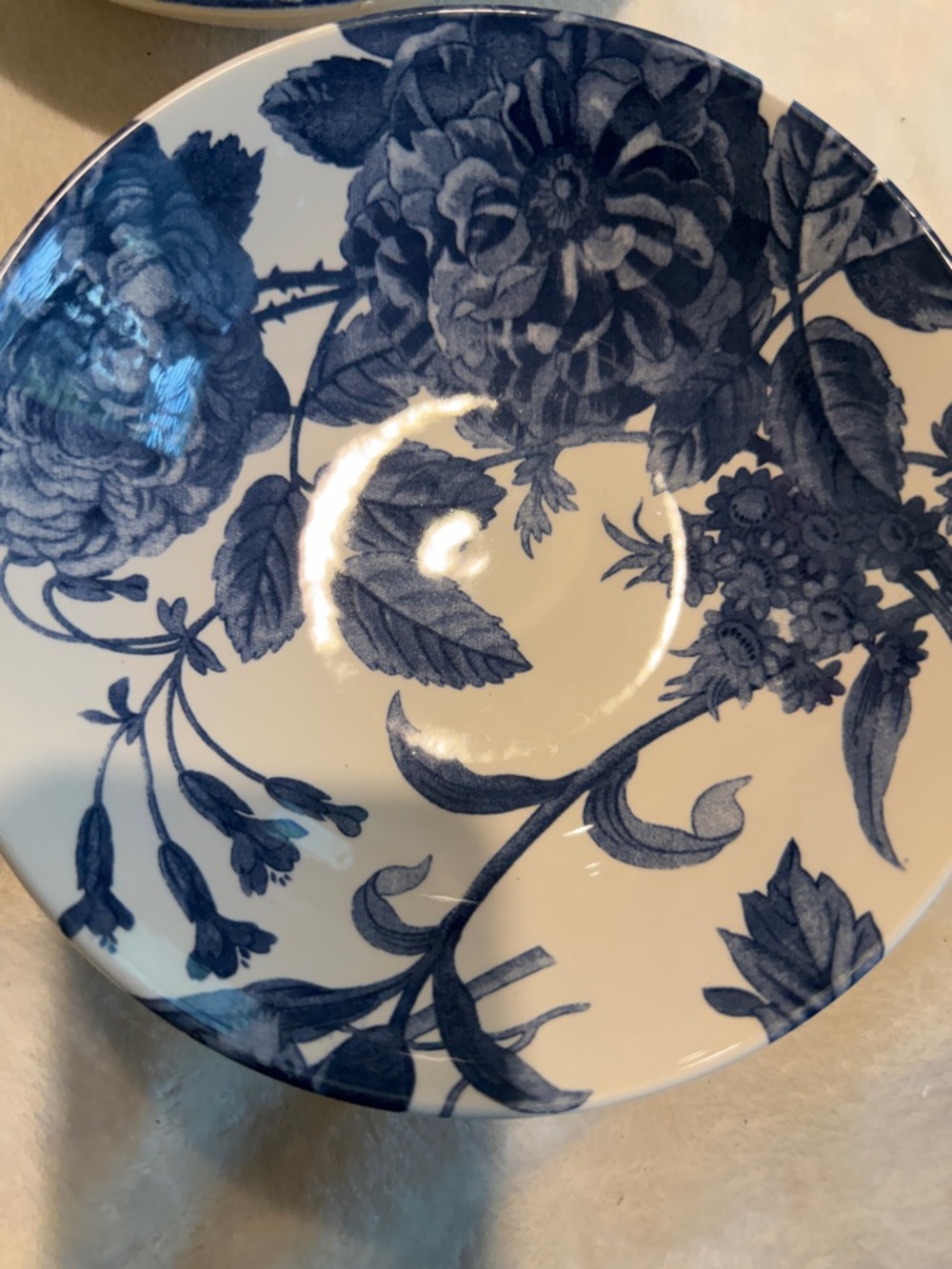 Blue Floral  Dinner Bowls - Elegant Set of 4 - Picture 5 of 8